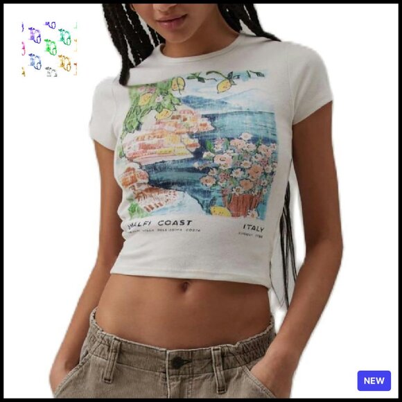Y2K Vintage Fruit Graphic Crop Top Short Sleeve Tee Fairy Grunge Aesthetic - Picture 3 of 7